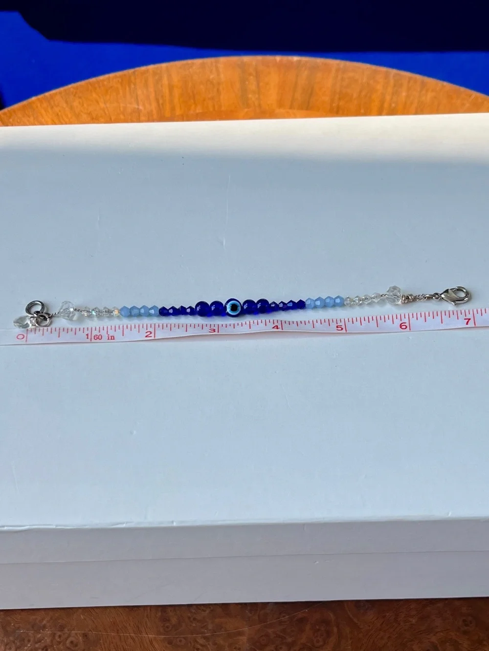 🧿 Blue “Evil Eye” Bracelet - Glass Beads, Swarovski Crystals & Silver-Tone Metal